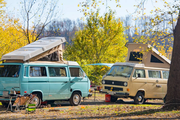 Westfalia Vans at a campground near Harpers Ferry - River & Trail Outfitters