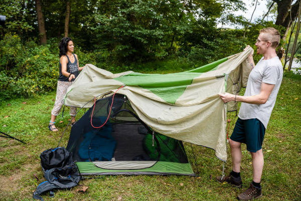 Setting up a Tent