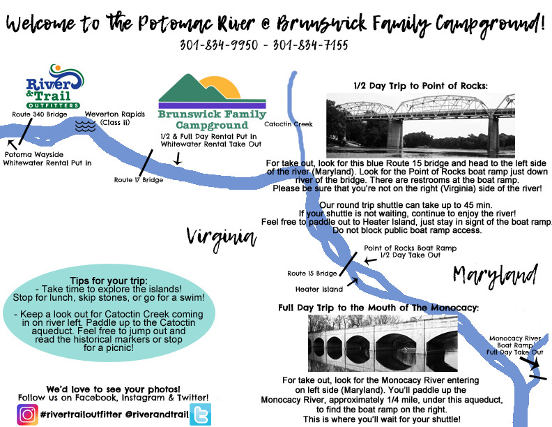 Potomac River Mellow Kayak Rental Map