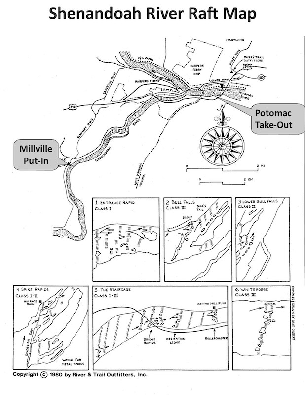 Shenandoah Potomac Rafting Harpers Ferry Map