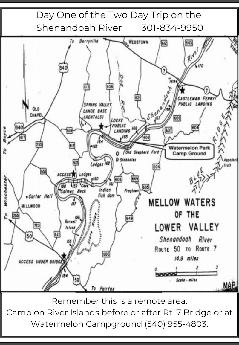 Shenandoah River Map - Day 1 of 2