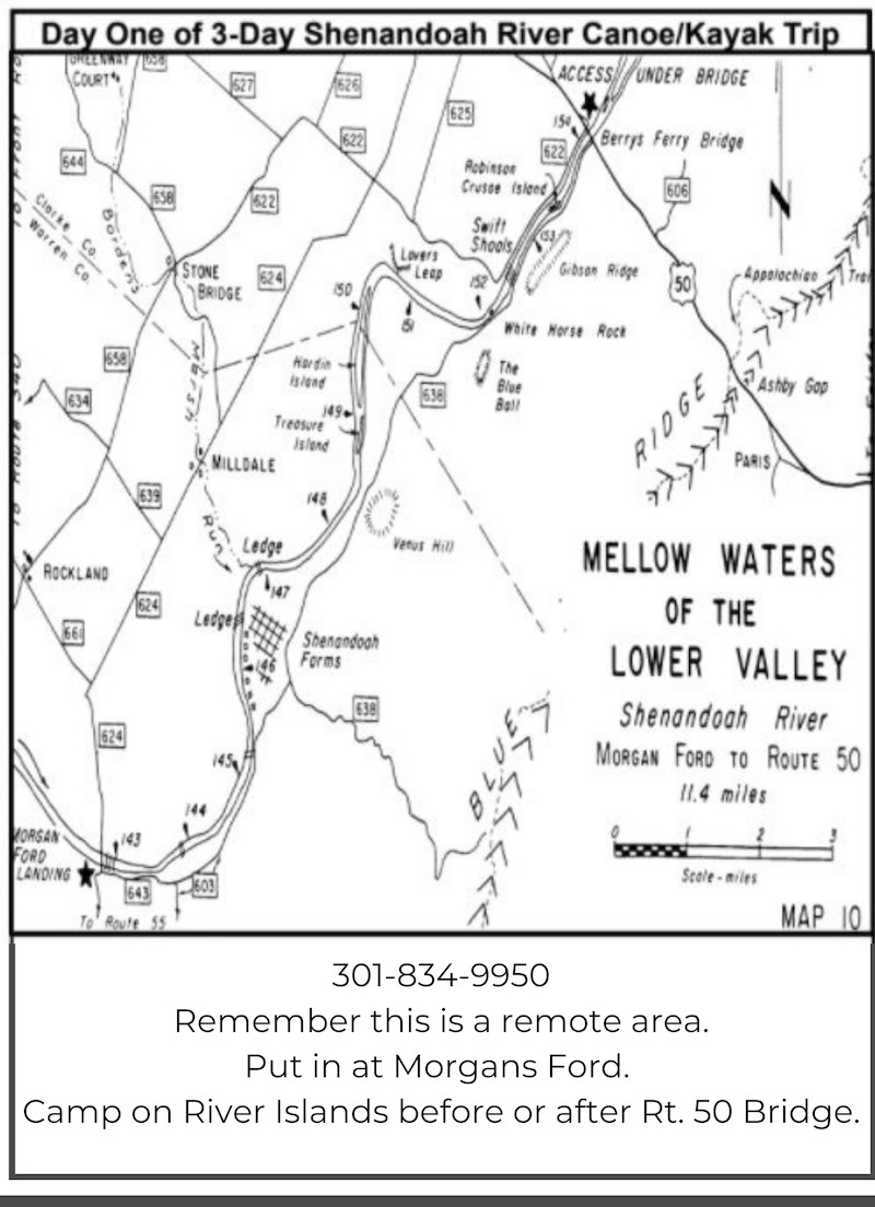 Shenandoah River Map - Day 1 of 3