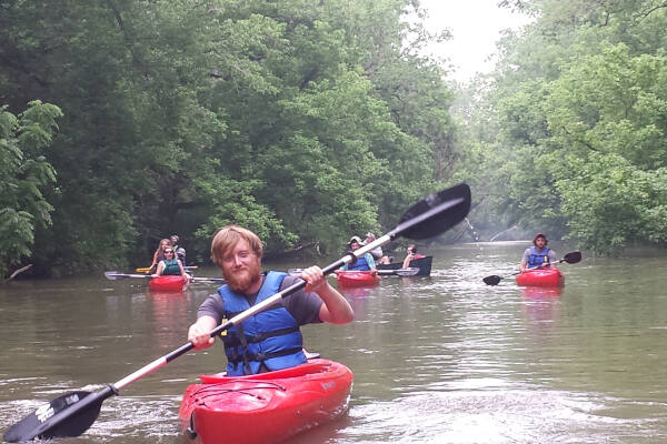 Rental Kayakers travel down Antietam Creek - River & Trail Outfitters