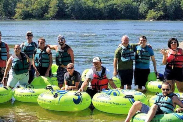 Group of tubers on gentle Potomac - River and Trail Outfitter