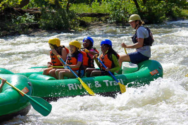 Girl Scouts enjoy whitewater rafting in Harpers Ferry, West Virginia.