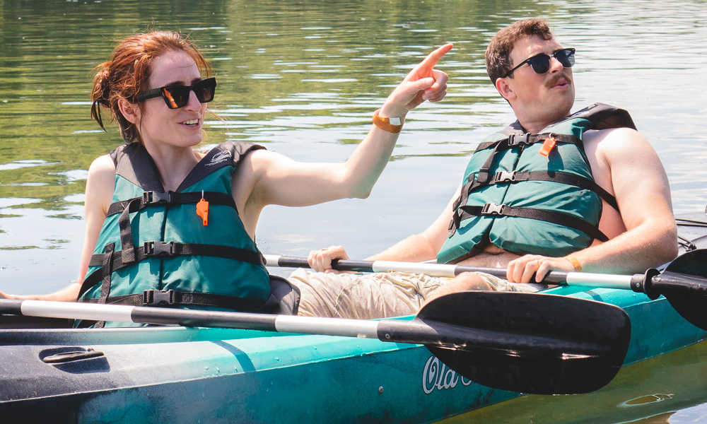 Couple Kayaking on Potomac River Near Harpers Ferry