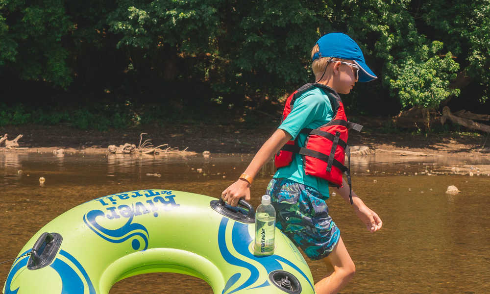 Kid on Potomac River Tubing Near Harpers Ferry